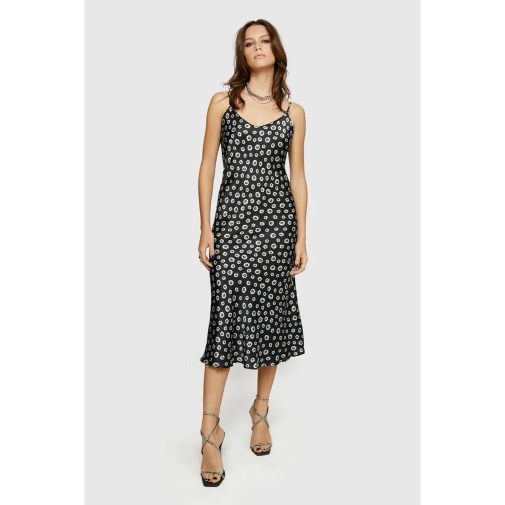 Rebecca Minkoff Verona Silk Slipdress Dress V-Neck Floral Slinky Sz 12